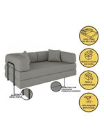 Sofá Na Caixa Modular 2 Lugares Linho Bege Maya Para Sala Cinza