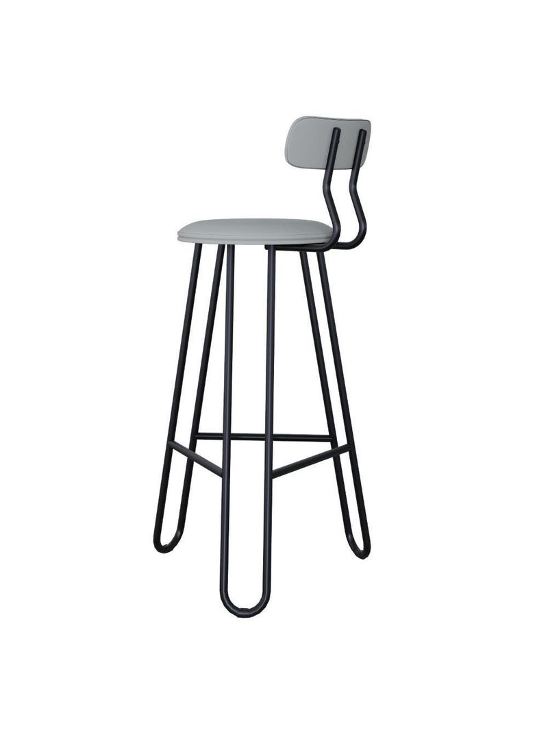 Banqueta Alta Ginger Com Encosto Courino Saturno Off White