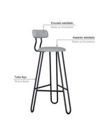 Banqueta Alta Ginger Com Encosto Courino Saturno Off White