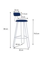 Banqueta Alta Ginger Com Encosto Azul Jeans City