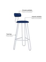 Banqueta Alta Ginger Com Encosto Azul Jeans City