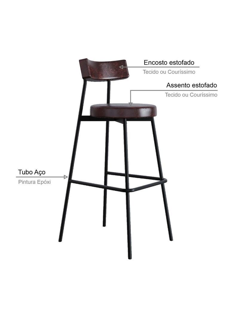 Banqueta Alta Stout Ae: 100 / Aa: 75cm Bqst7510 Courino Café Courino Café