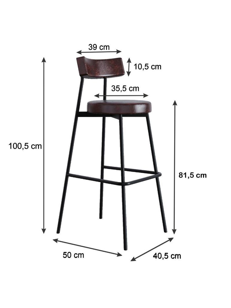 Banqueta Alta Stout Ae: 100 / Aa: 75cm Bqst7510 Courino Café Courino Café
