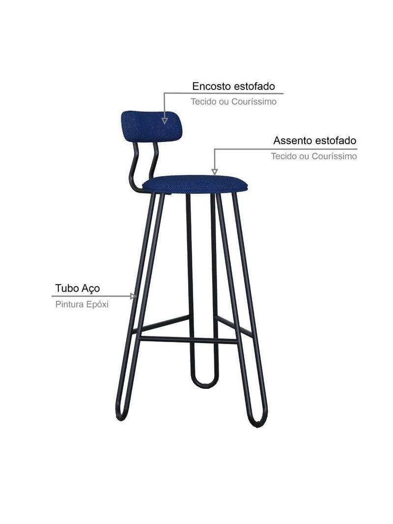 Banqueta Alta Ginger Azul Jeans City