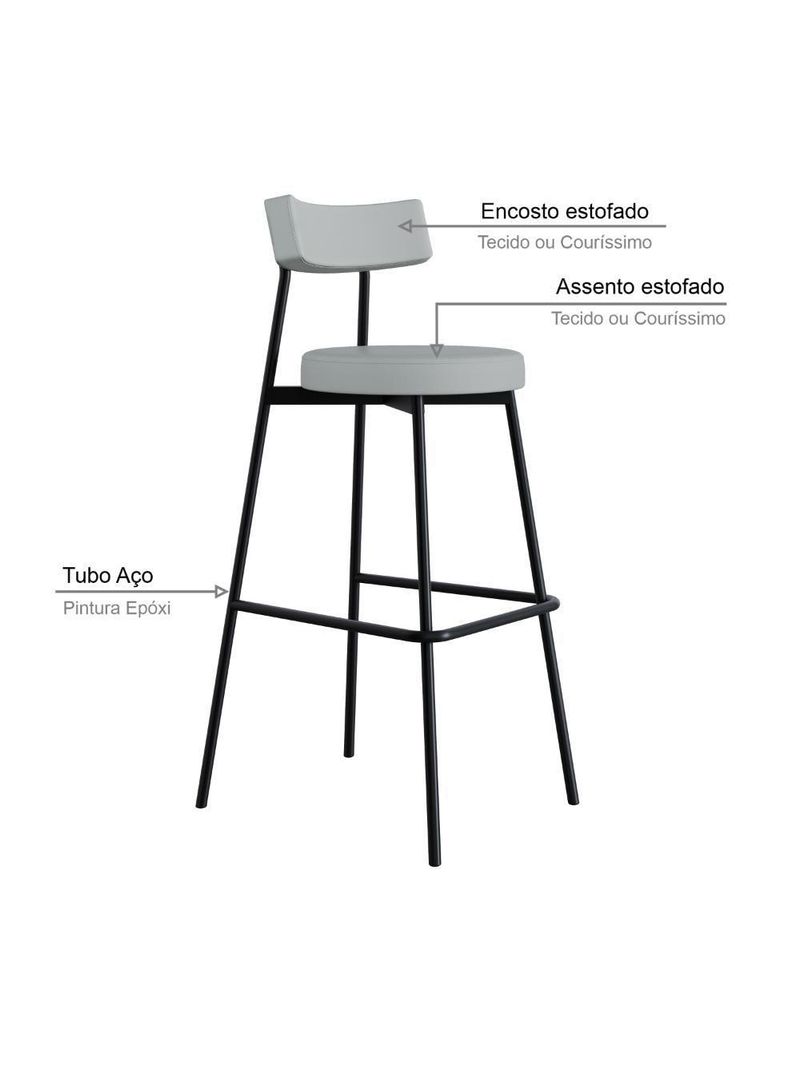 Banqueta Alta Stout Ae: 100 / Aa: 75cm C/02 Un Courino Saturno Off White Cnsaturno Off White