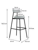 Banqueta Alta Stout Ae: 100 / Aa: 75cm C/02 Un Courino Saturno Off White Cnsaturno Off White