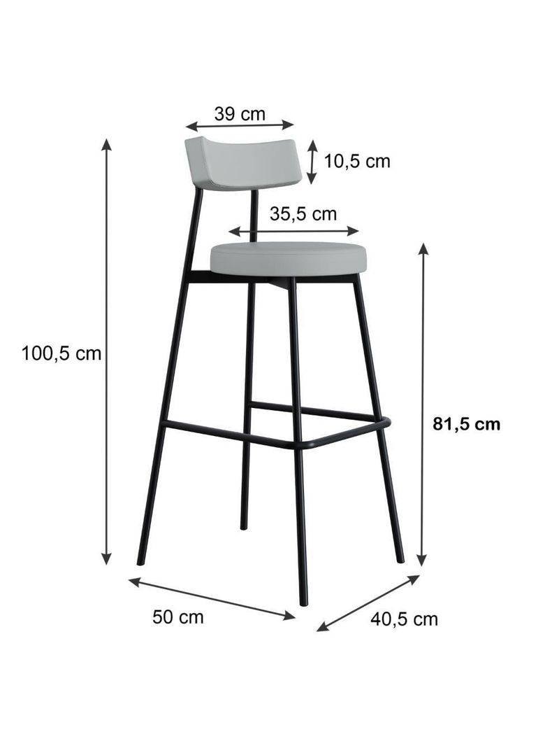 Banqueta Alta Stout Ae: 100 / Aa: 75cm C/02 Un Courino Saturno Off White Cnsaturno Off White