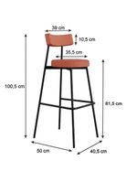 Banqueta Alta Stout Ae 100 Aa 75cm Com 2 Unidades Courino Marte Terra Rosê