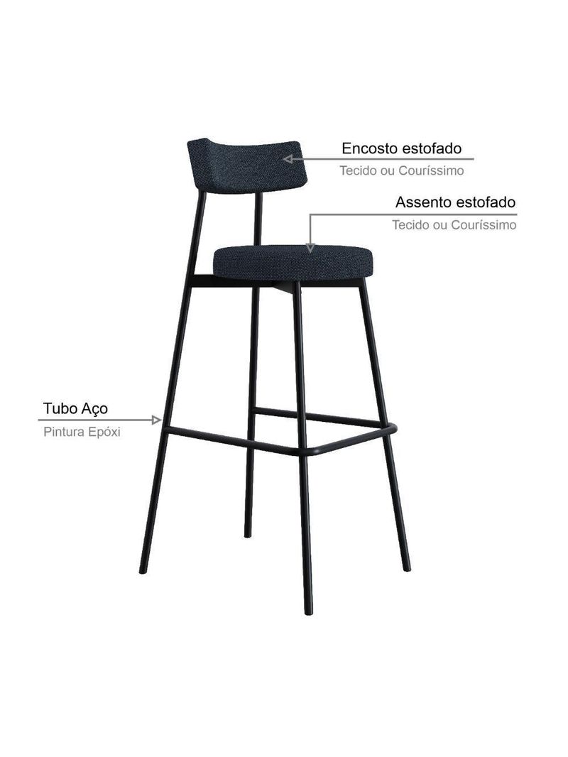 Banqueta Alta Stout Ae: 100 / Aa: 75cm Bqst7510 Etnico Níquel Etnico Níquel