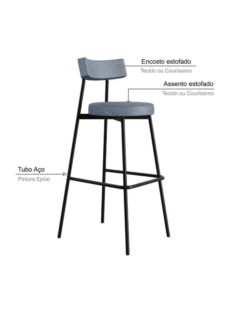 Banqueta Alta Stout Com 4 Unidades BQST75104 Cinza Corriente