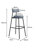 Banqueta Alta Stout Com 4 Unidades BQST75104 Cinza Corriente