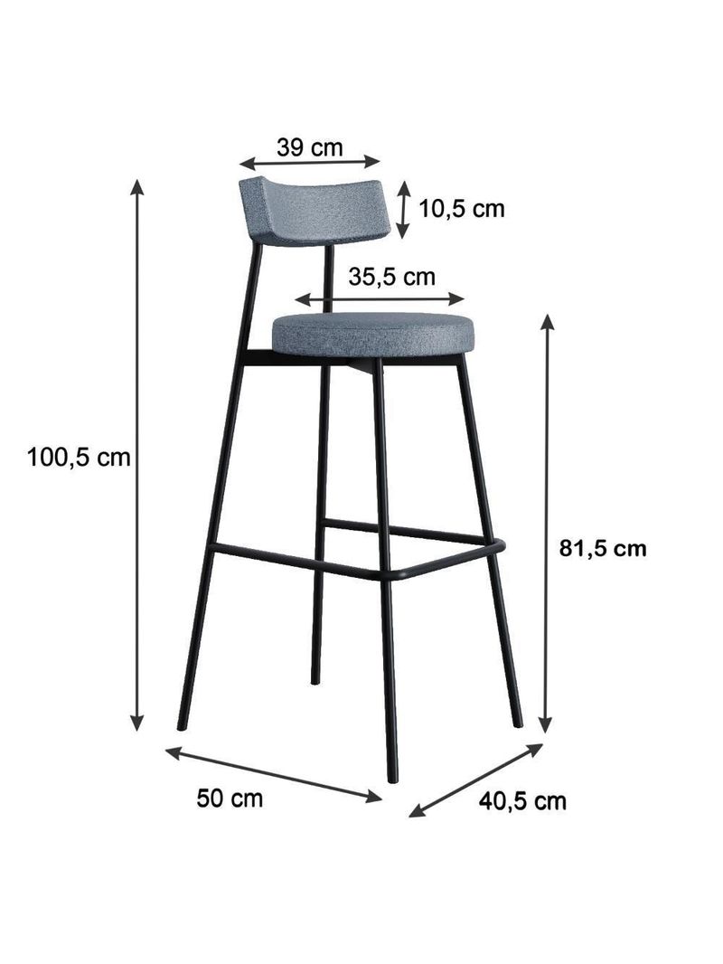 Banqueta Alta Stout Com 4 Unidades BQST75104 Cinza Corriente
