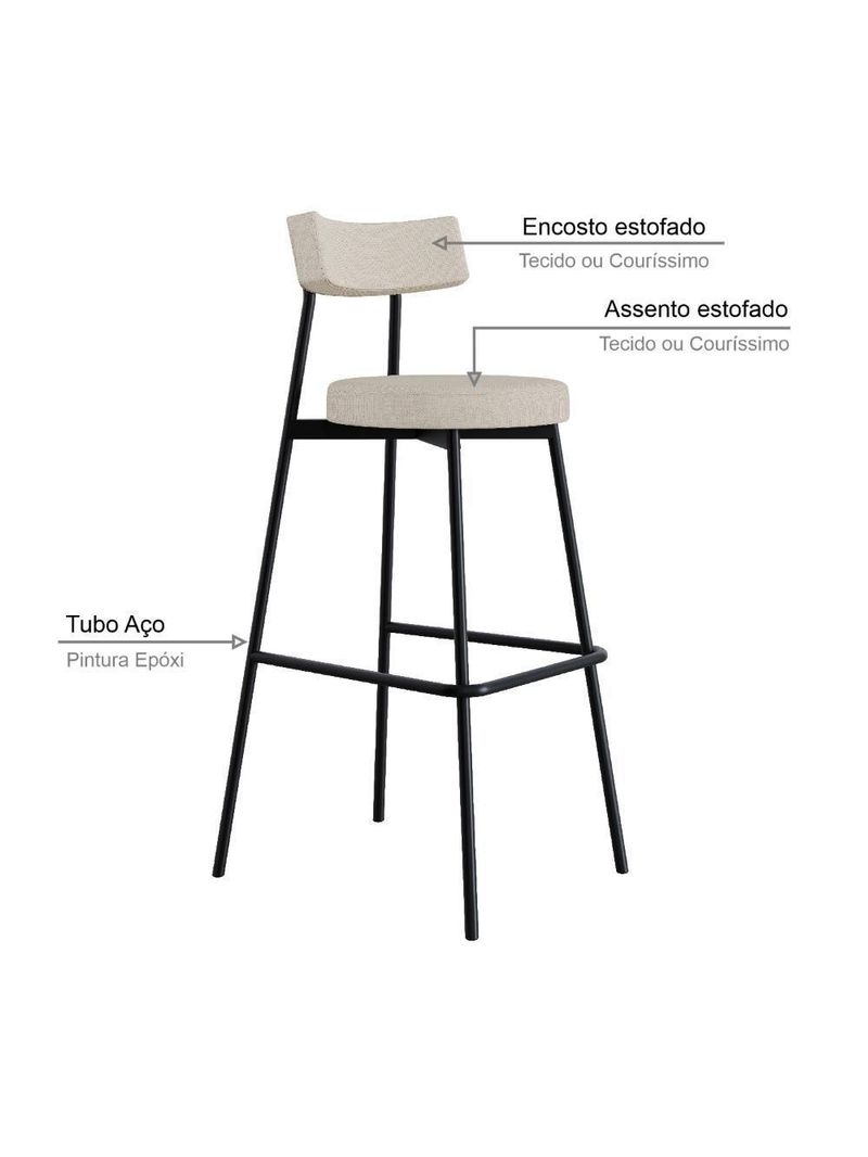 Banqueta Alta Stout Ae: 100 / Aa: 75cm C/02 Un Areia Light City Areia Light City