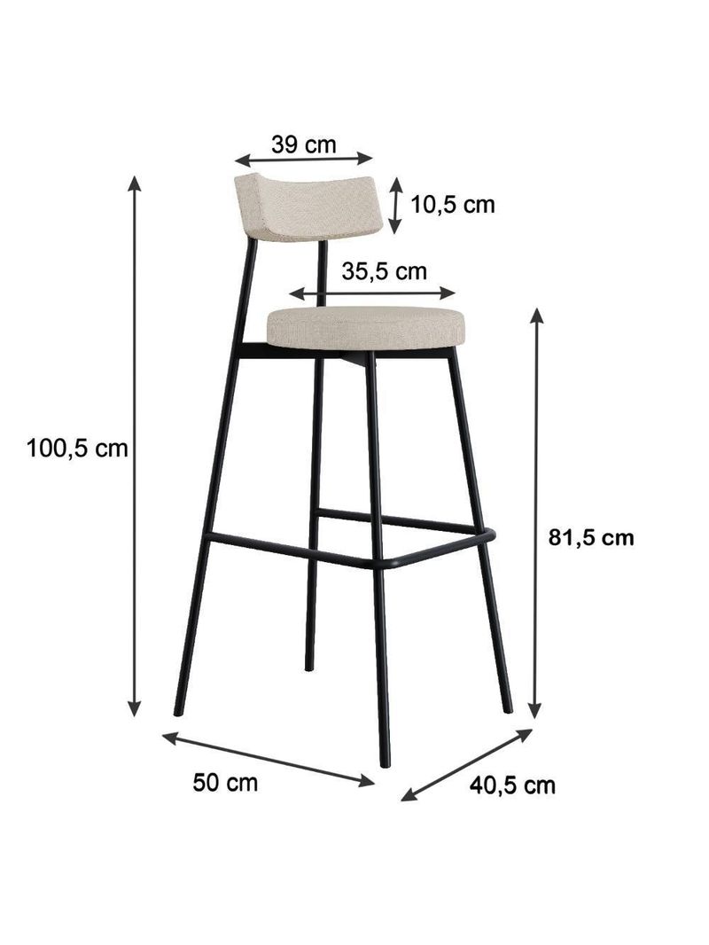 Banqueta Alta Stout Ae: 100 / Aa: 75cm C/02 Un Areia Light City Areia Light City