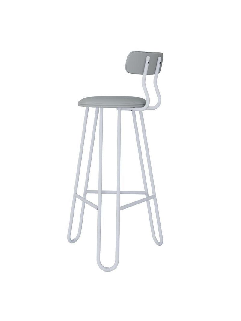 Banqueta Alta Ginger Courino Saturno Off White