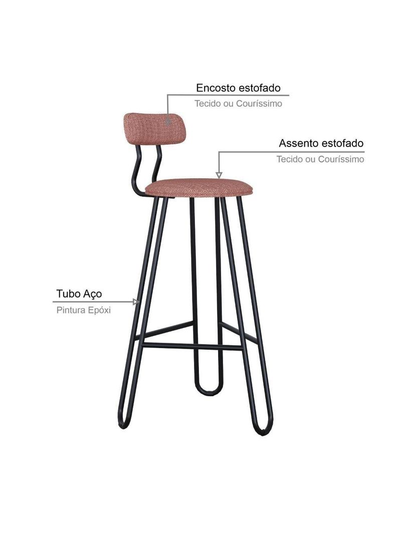 Banqueta Alta Ginger Com Encosto Tulipa Rosê City