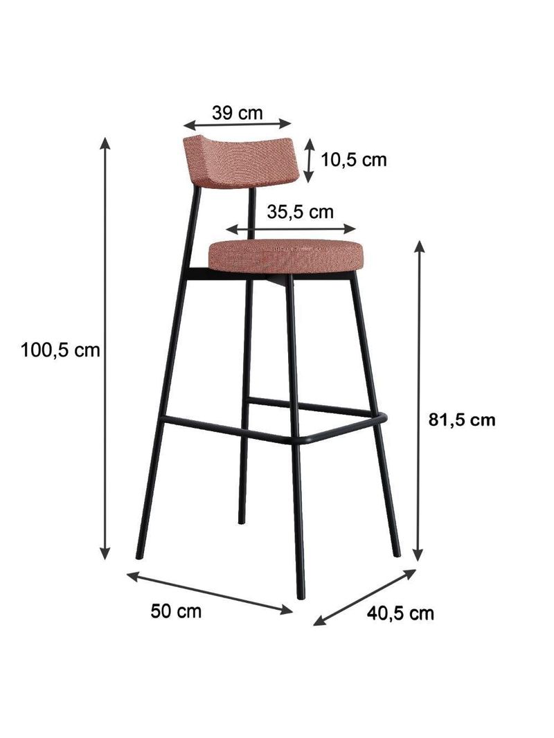 Banqueta Alta Stout Ae: 100 / Aa: 75cm Bqst7510 Rosa Linked Rosa Linked
