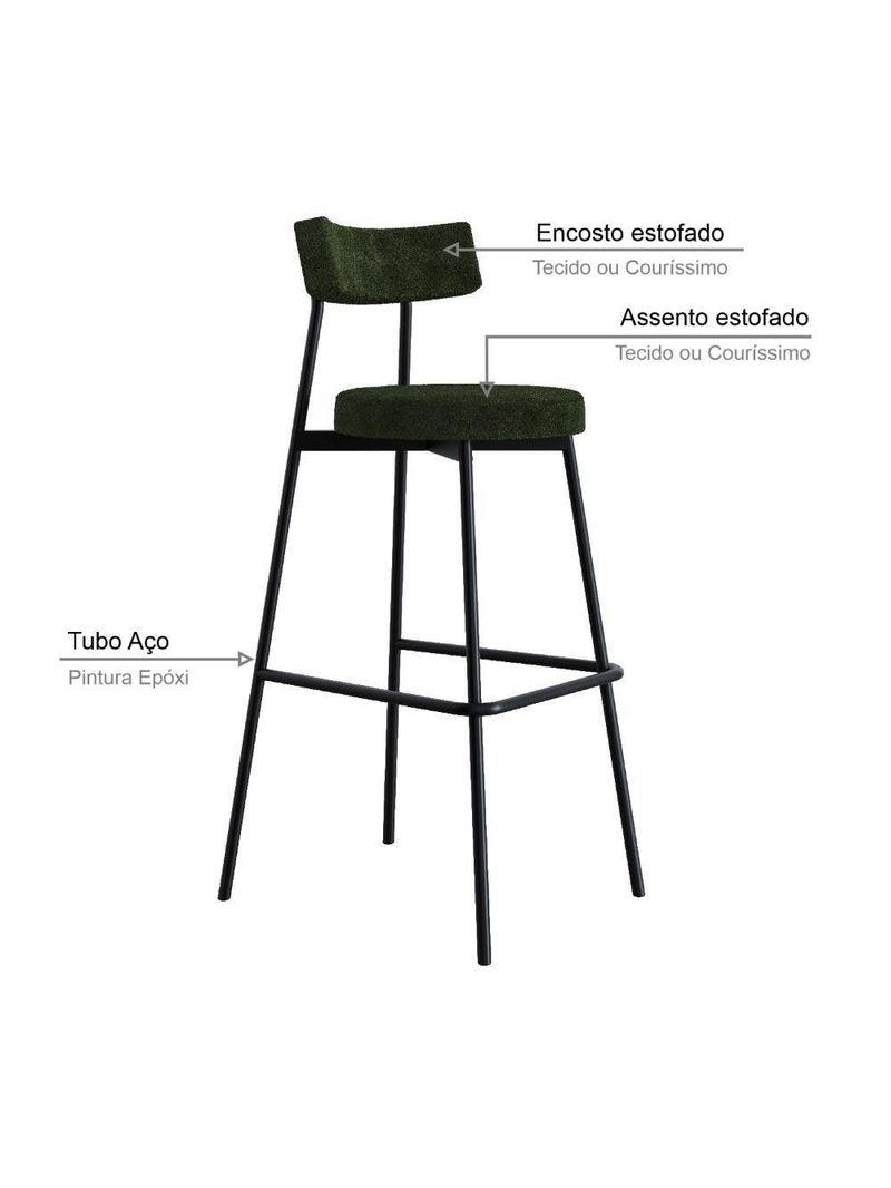 Banqueta Alta Stout BQST7510 Boucle Verde Alga