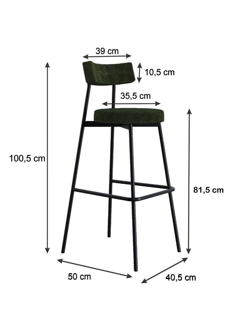 Banqueta Alta Stout BQST7510 Boucle Verde Alga