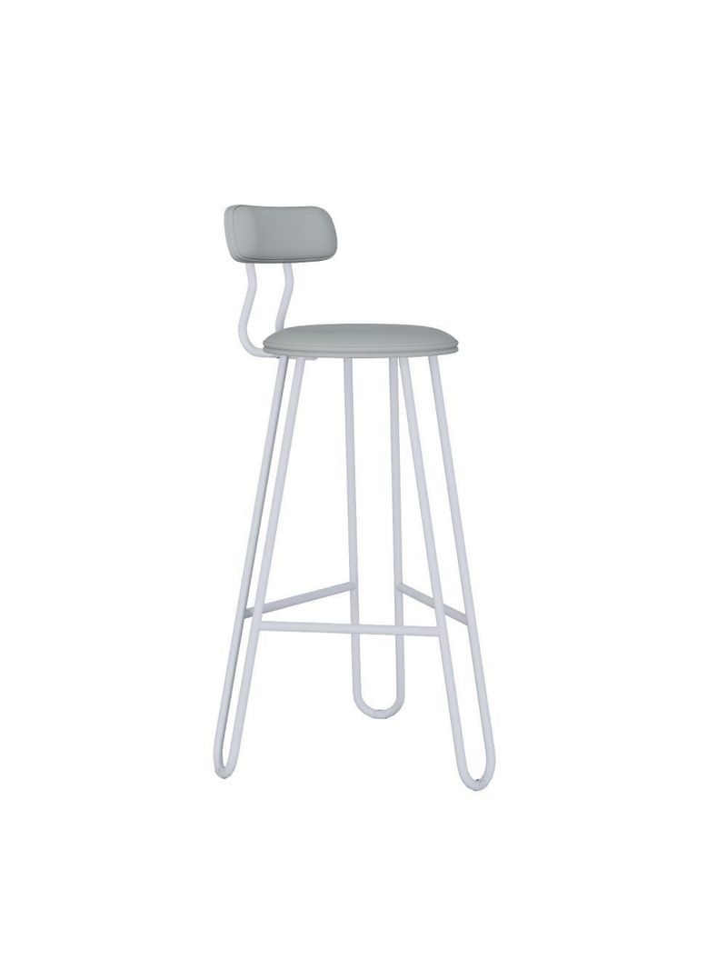 Banqueta Alta Ginger Com Encosto Courino Saturno Off White