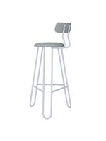 Banqueta Alta Ginger Com Encosto Courino Saturno Off White