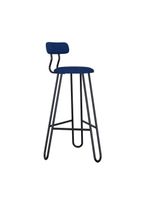 Banqueta Alta Ginger Com Encosto Azul Jeans City