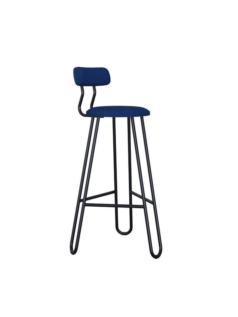 Banqueta Alta Ginger Com Encosto Azul Jeans City