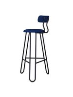 Banqueta Alta Ginger Com Encosto Azul Jeans City
