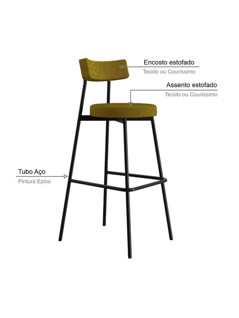 Banqueta Alta Stout Ae: 100 / Aa: 75cm Bqst7510 Mostarda City Mostarda City