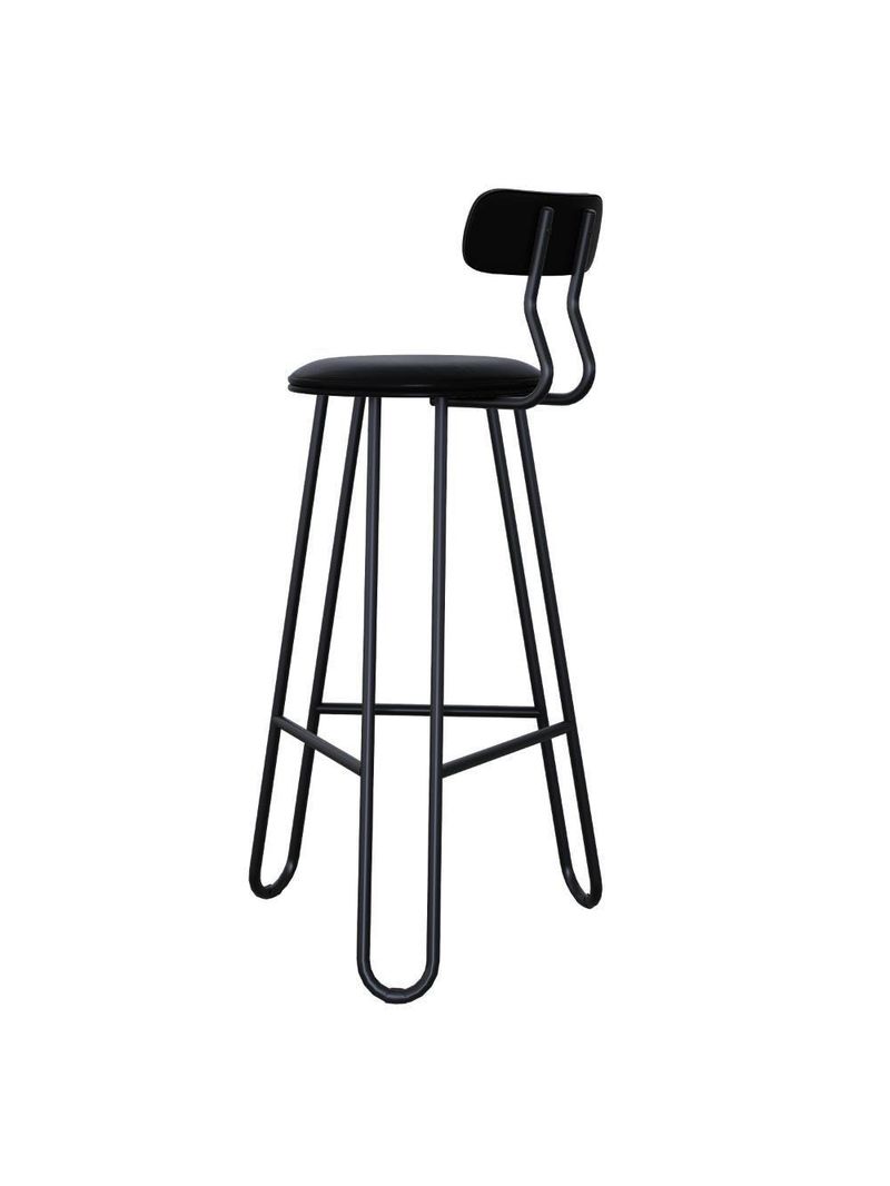 Banqueta Alta Ginger Com Encosto Courino Preto