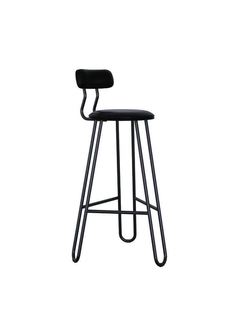 Banqueta Alta Ginger Com Encosto Courino Preto