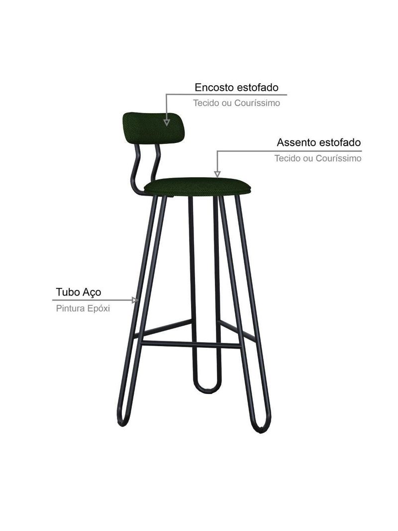 Banqueta Alta Ginger Com Encosto Verde Musgo City