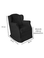 Poltrona Amamentação Com Balanço E Puff Luxo Suede Manuela Preto
