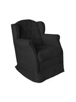 Poltrona Amamentação Com Balanço E Puff Luxo Suede Manuela Preto