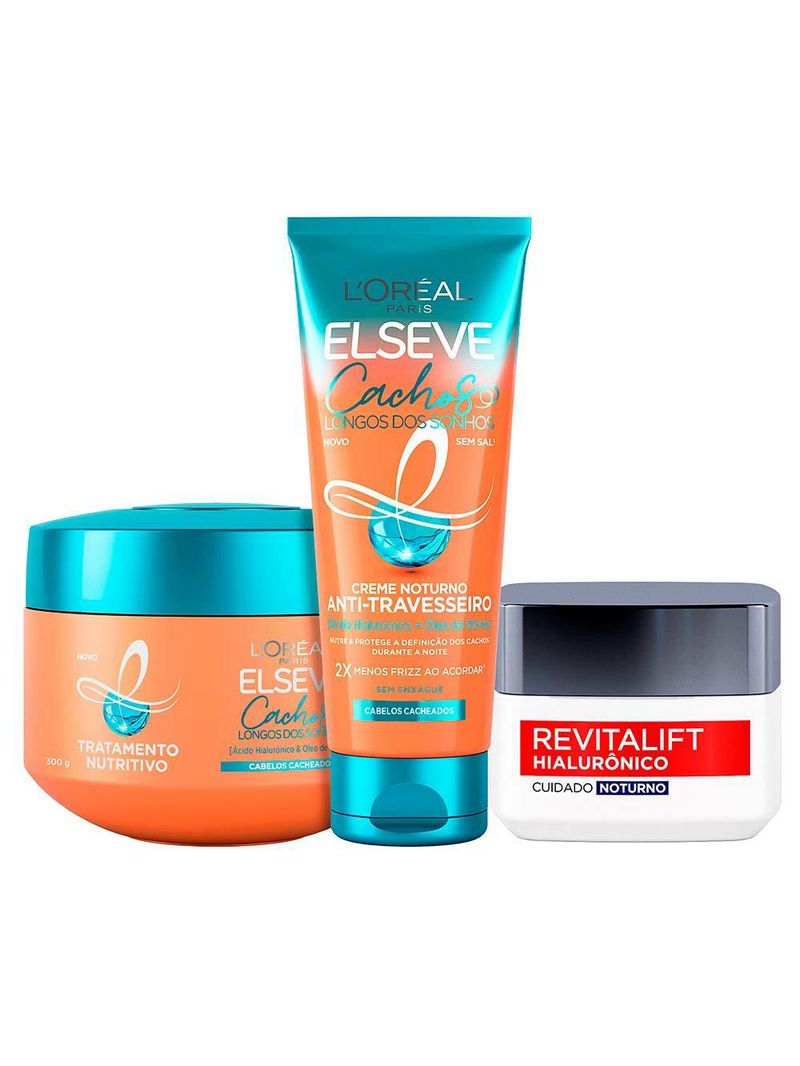L’oréal paris antioleosidade + cachos dos sonhos kit – gel creme hidratante + creme de tratamento + creme noturno