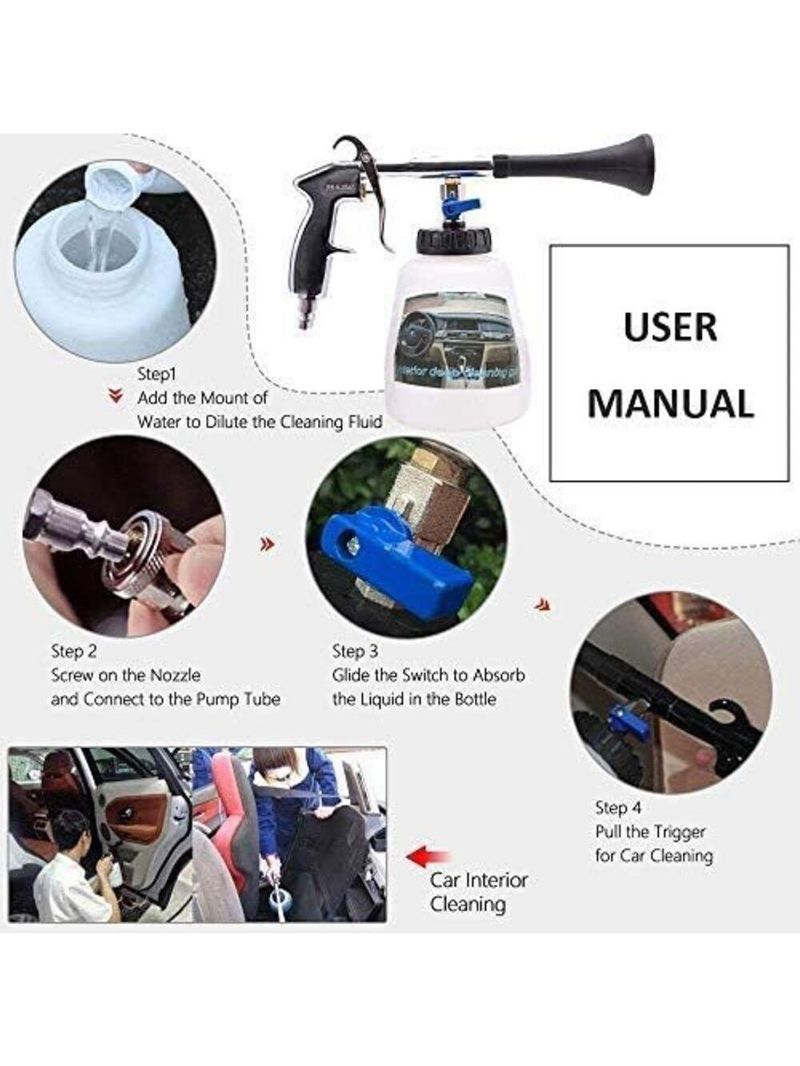 Pistola Tornador Espuma De Limpeza Pneumatica 1000ml Higienizaçao Estofados Twister