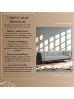 Sofá 3 Lugares 240cm Com Pés Em Madeira Linha Premium Compose Linho Cinza E Corino Preto Sala Luxo