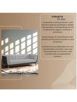 Sofá 3 Lugares 240cm Com Pés Em Madeira Linha Premium Compose Linho Cinza E Corino Preto Sala Luxo