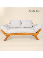Sofá Japão Futon Acquablock Madeira Nobre Natural - Branco Off