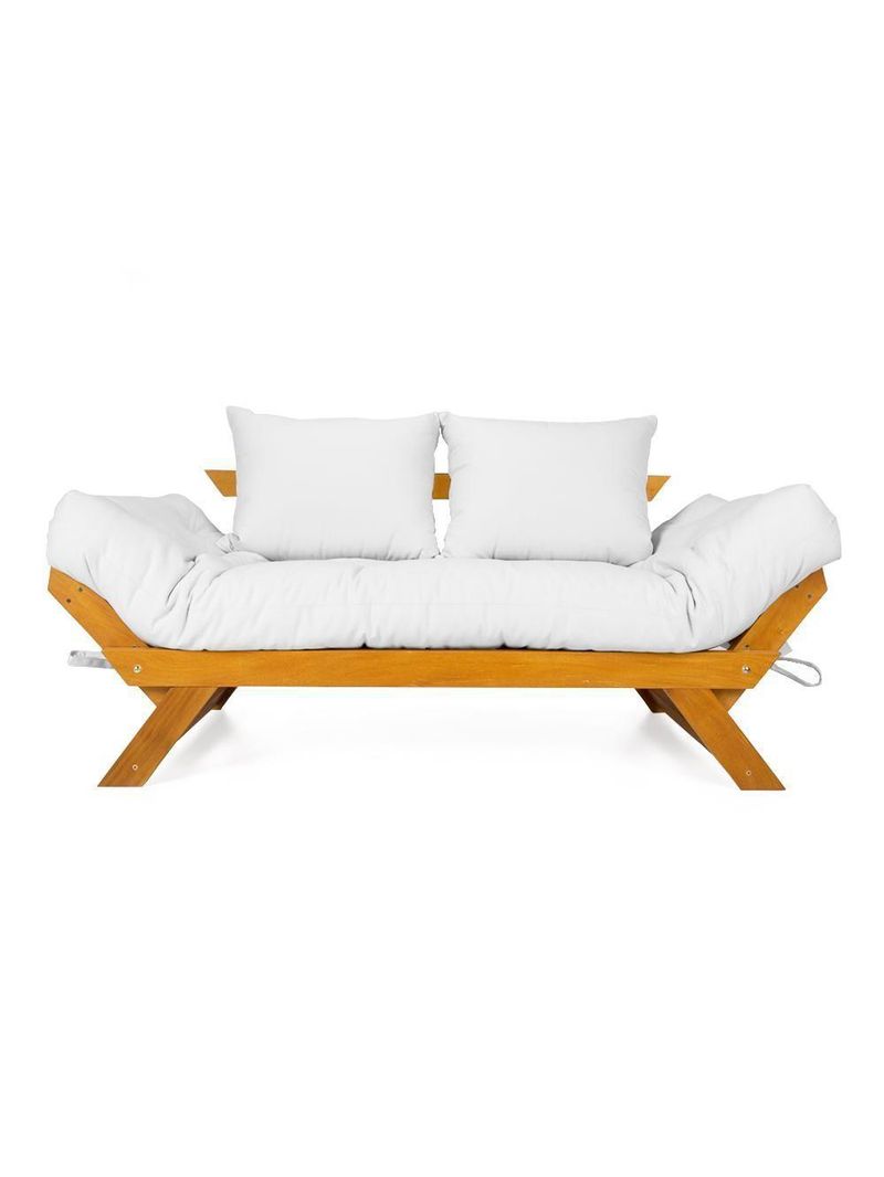 Sofá Japão Futon Acquablock Madeira Nobre Natural - Branco Off