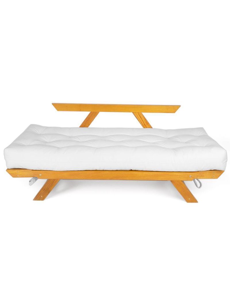 Sofá Japão Futon Acquablock Madeira Nobre Natural - Branco Off