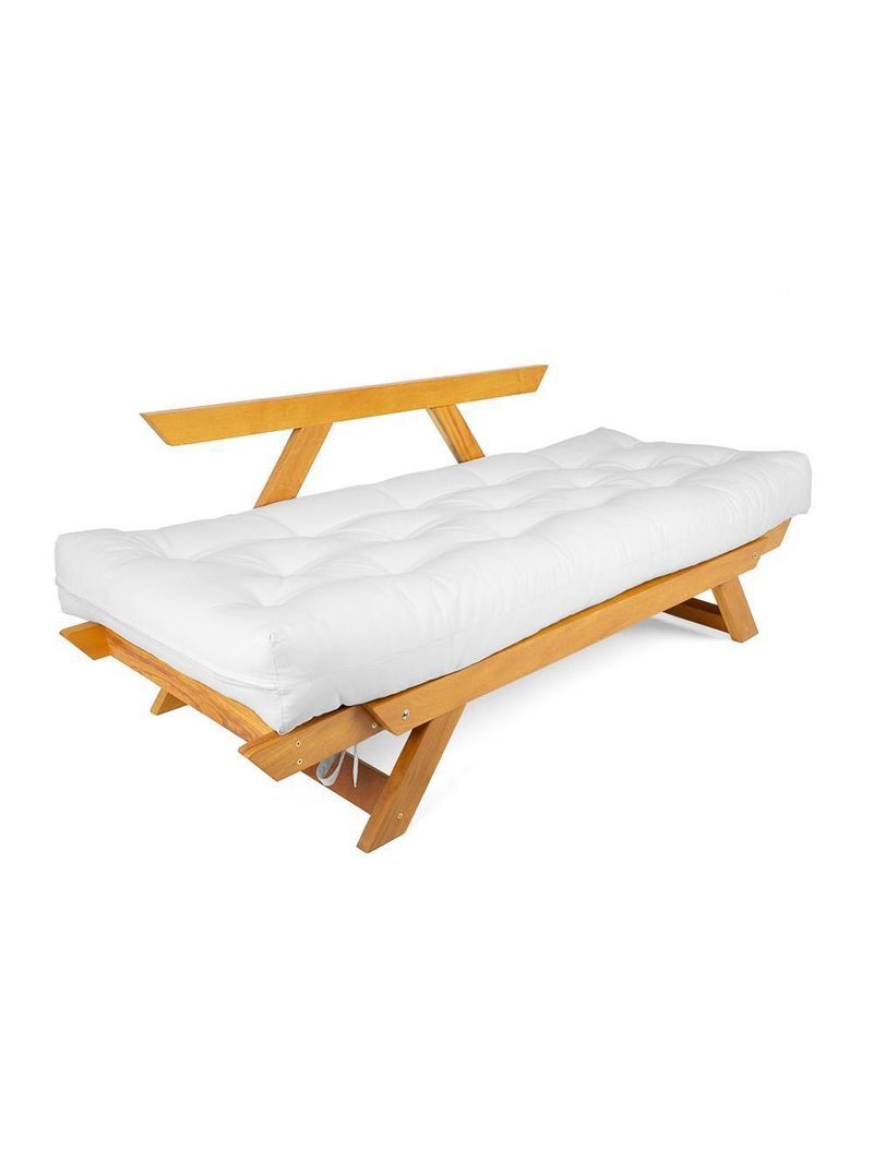 Sofá Japão Futon Acquablock Madeira Nobre Natural - Branco Off