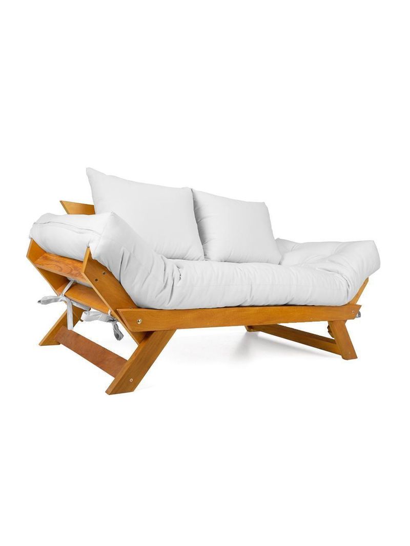 Sofá Japão Futon Acquablock Madeira Nobre Natural - Branco Off
