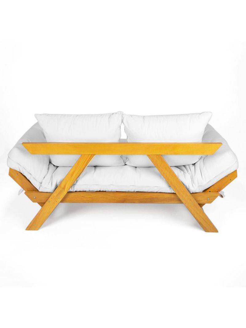 Sofá Japão Futon Acquablock Madeira Nobre Natural - Branco Off