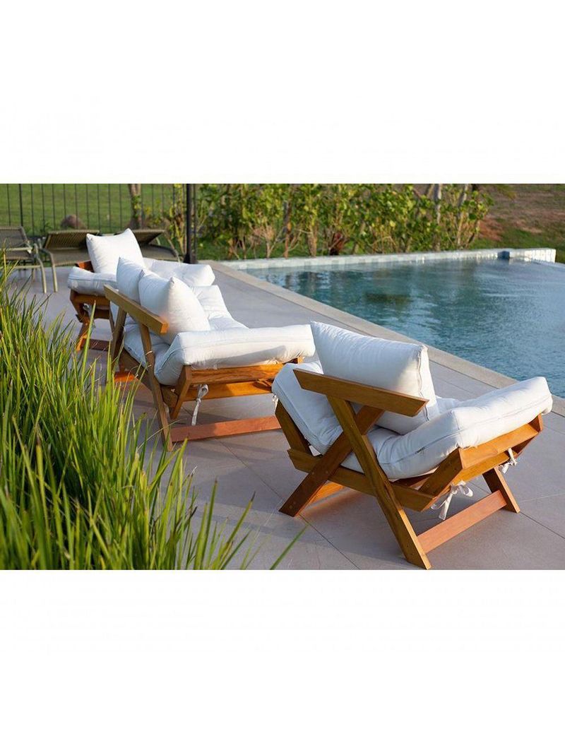 Sofá Japão Futon Acquablock Madeira Nobre Natural - Branco Off