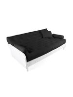 Sofá Cama Paris Ripado Branco Sarja Preto Madeira Nobre