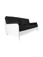 Sofá Cama Paris Ripado Branco Sarja Preto Madeira Nobre