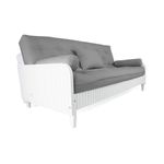 Sofá Cama Paris Ripado Branco Sarja Cinza Madeira Nobre