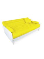 Sofá Cama Paris Ripado Branco Acquablock Amarelo Nobre