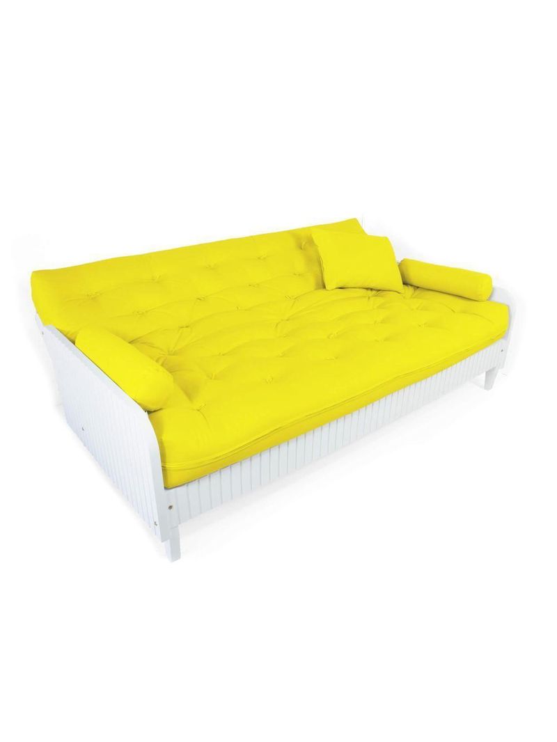 Sofá Cama Paris Ripado Branco Acquablock Amarelo Nobre